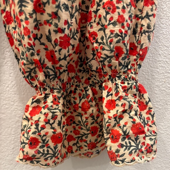 RIXO Bobbie Cotton Co-ord Ditsy Trail Cream Red Floral Ruffle Elastic Waist Pant - Picture 7 of 8